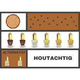 Alt tekst voor parfumolie box met houtachtige geuren en collage van parfumflessen